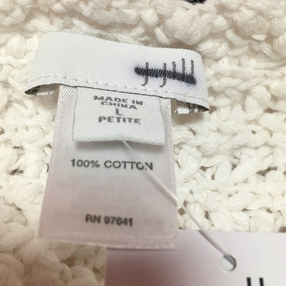 J Jill White Sweater with Side Button Detail 3/4 Sleeve NWT - Size L Petite - Picture 4 of 7